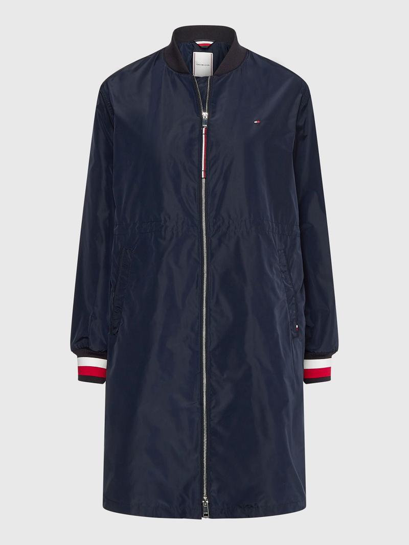 Női Tommy Hilfiger Long Bomber Kabátok Sötétkék | HU 35RVD